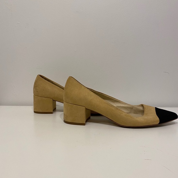Zara Two Toned Faux Suede Pointy Toe Heels - Picture 1 of 6